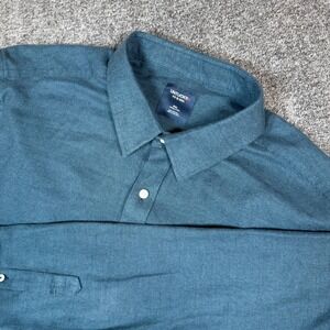 UNTUCKit Fit by DXL Mens 2XL Blue Wrinkle Free Cotton Button Down Shirt